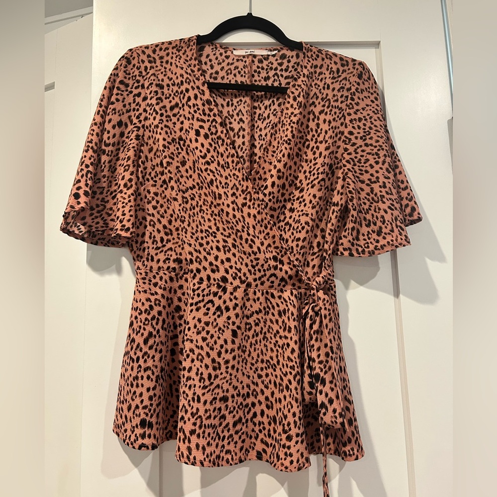 Leopard Print Wrap Top